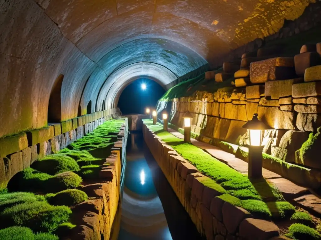 Exploradores iluminan un túnel subterráneo inca con antorchas, mostrando su ingeniería y misterio