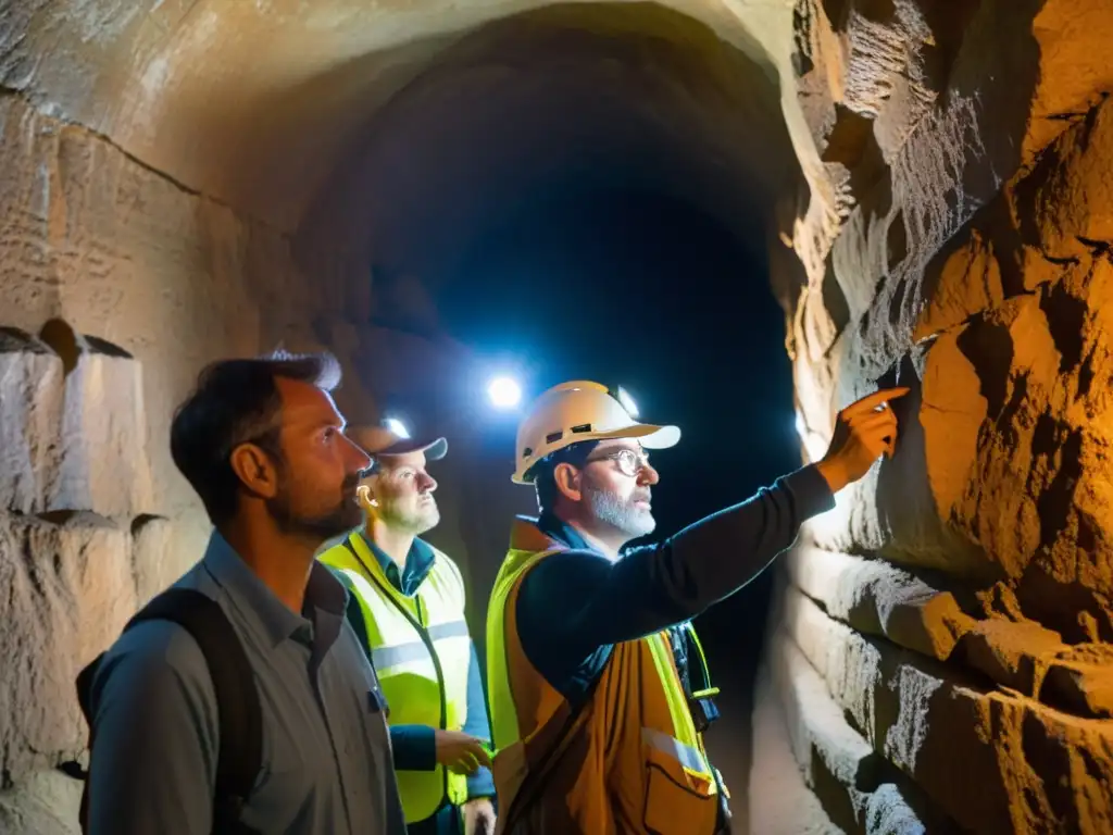 Grupo de guías expertos explorando túneles históricos subterráneos con asombro