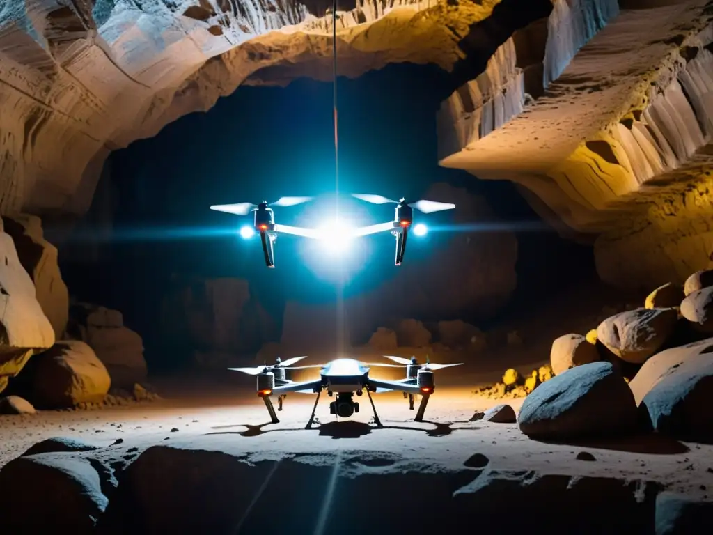 Un grupo de impresionantes drones iluminan las cavernas, revelando su belleza subterránea