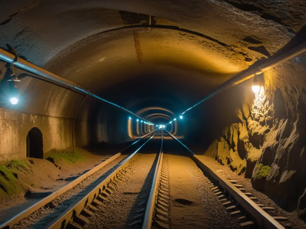 Grupo de personas determinadas caminan por el túnel del Ferrocarril Subterráneo en busca de libertad, iluminados por tenues linternas