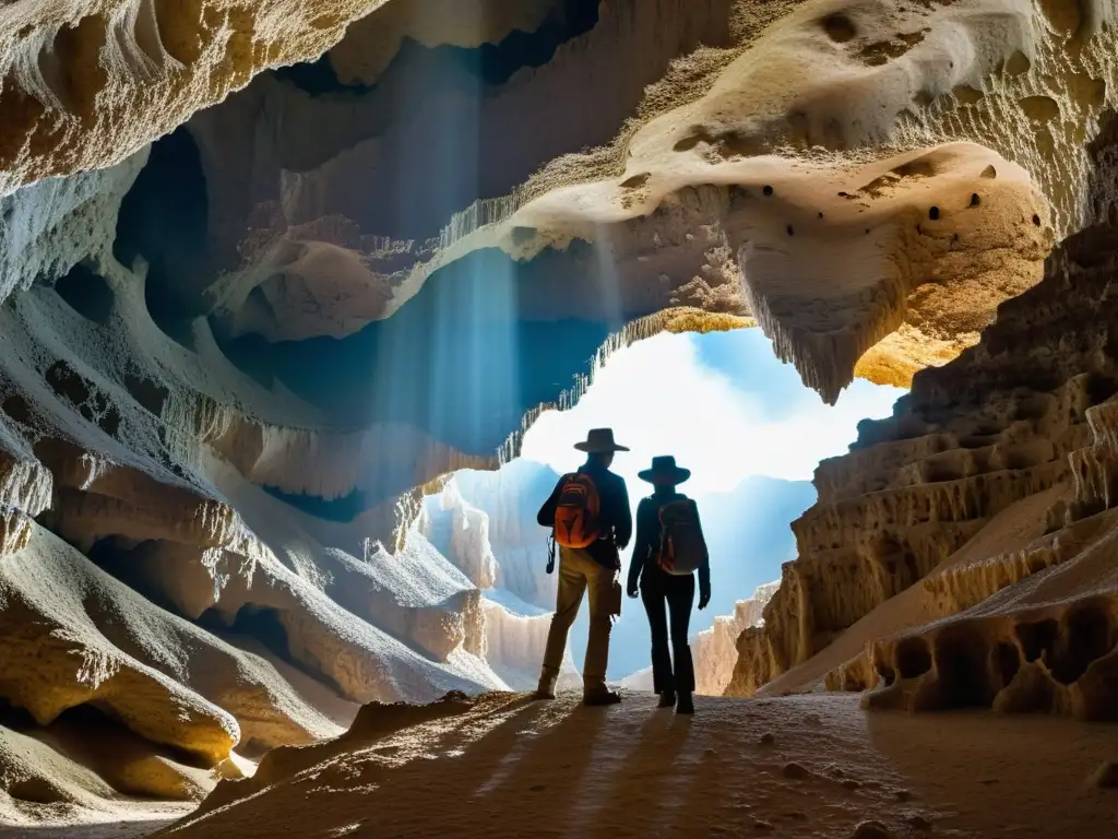 Un guía especializado en exploración subterránea lleva a visitantes por las fascinantes formaciones de Carlsbad Caverns