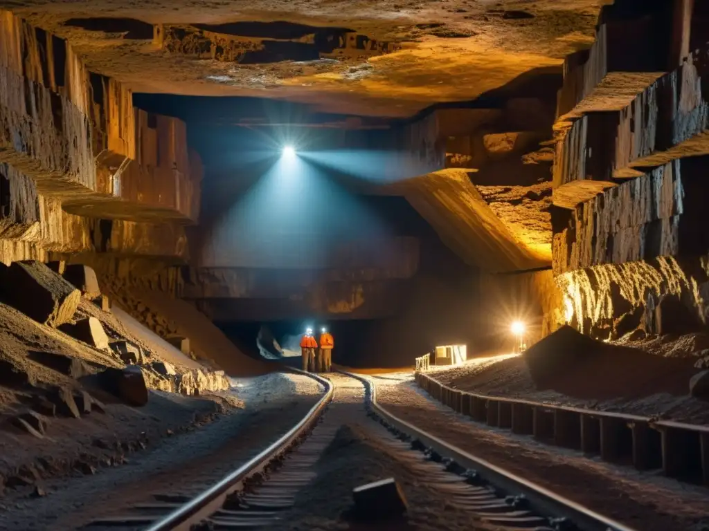 Explorando la historia en minas históricas oscurecidas, donde los mineros trabajan en la misteriosa oscuridad