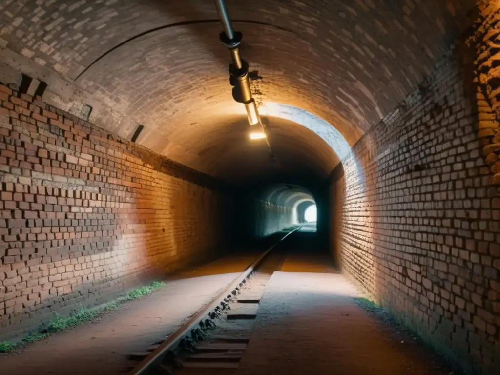 Fotografía de túnel histórico en 8k, documental, destacando detalles arquitectónicos, iluminación y texturas