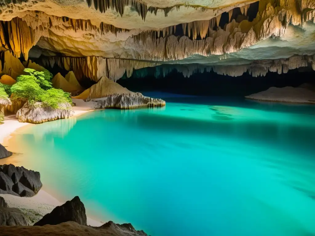 Imagen asombrosa de un río subterráneo en una cueva de Puerto Princesa, Filipinas, destino subterráneo para viajeros intrépidos