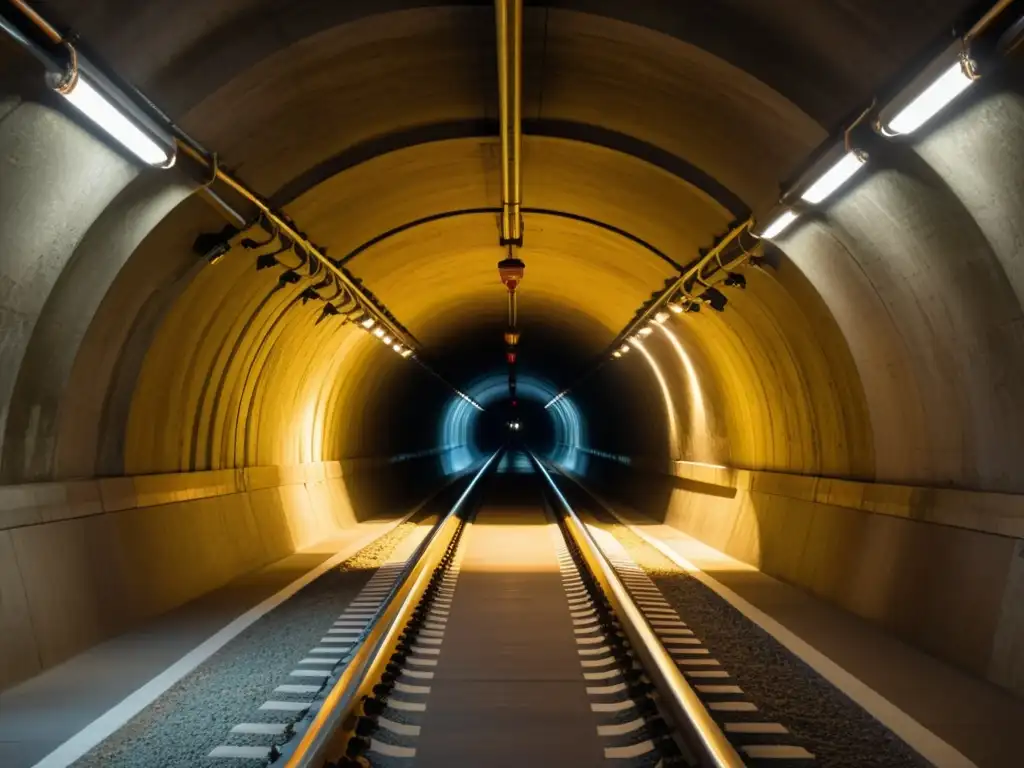 Imagen documental de alta resolución de un túnel histórico con detalles arquitectónicos, iluminación sutil y atmósfera misteriosa