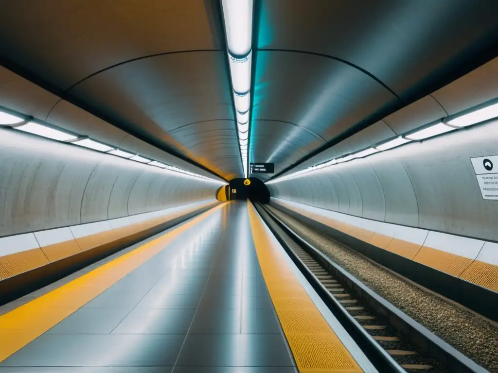 Imagen de túnel subterráneo bien iluminado y señalizado, destacando las mejores prácticas de señalización en espacios turísticos subterráneos