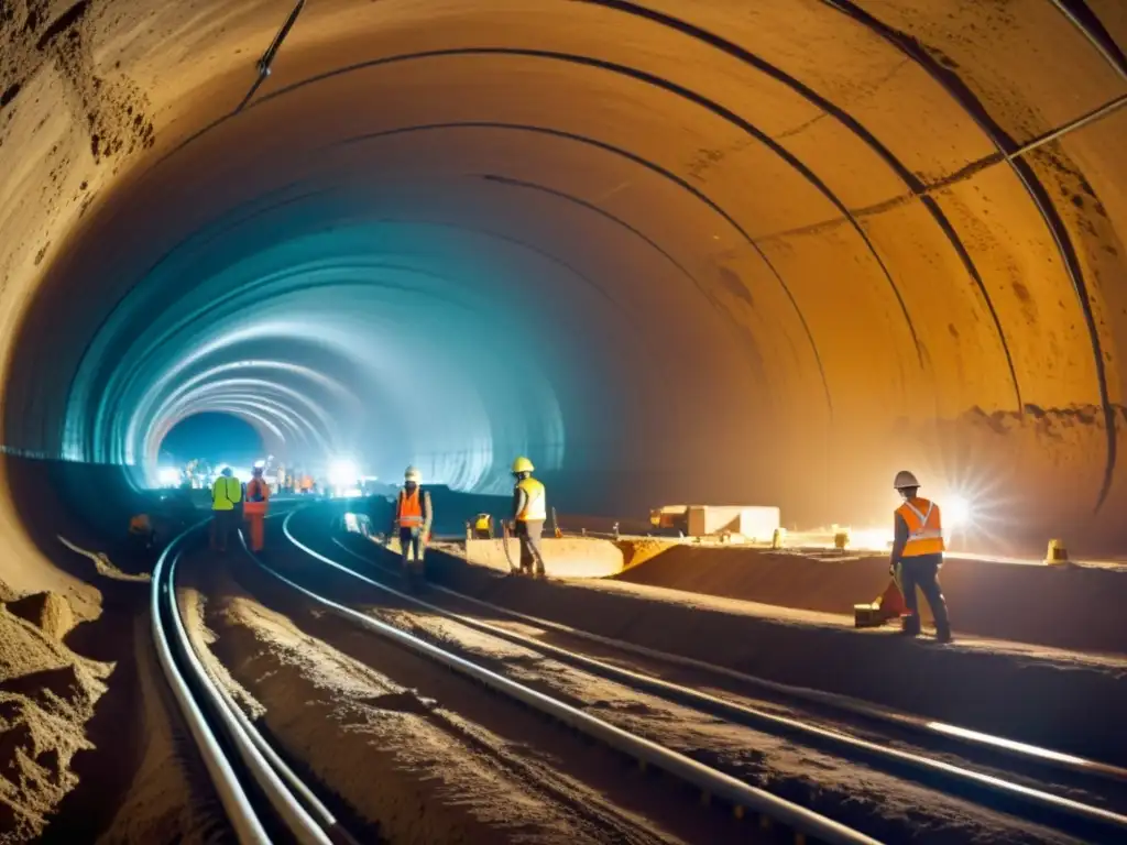 Imagen impactante de un enorme sitio de construcción subterránea, reflejando desafíos en infraestructura bajo tierra