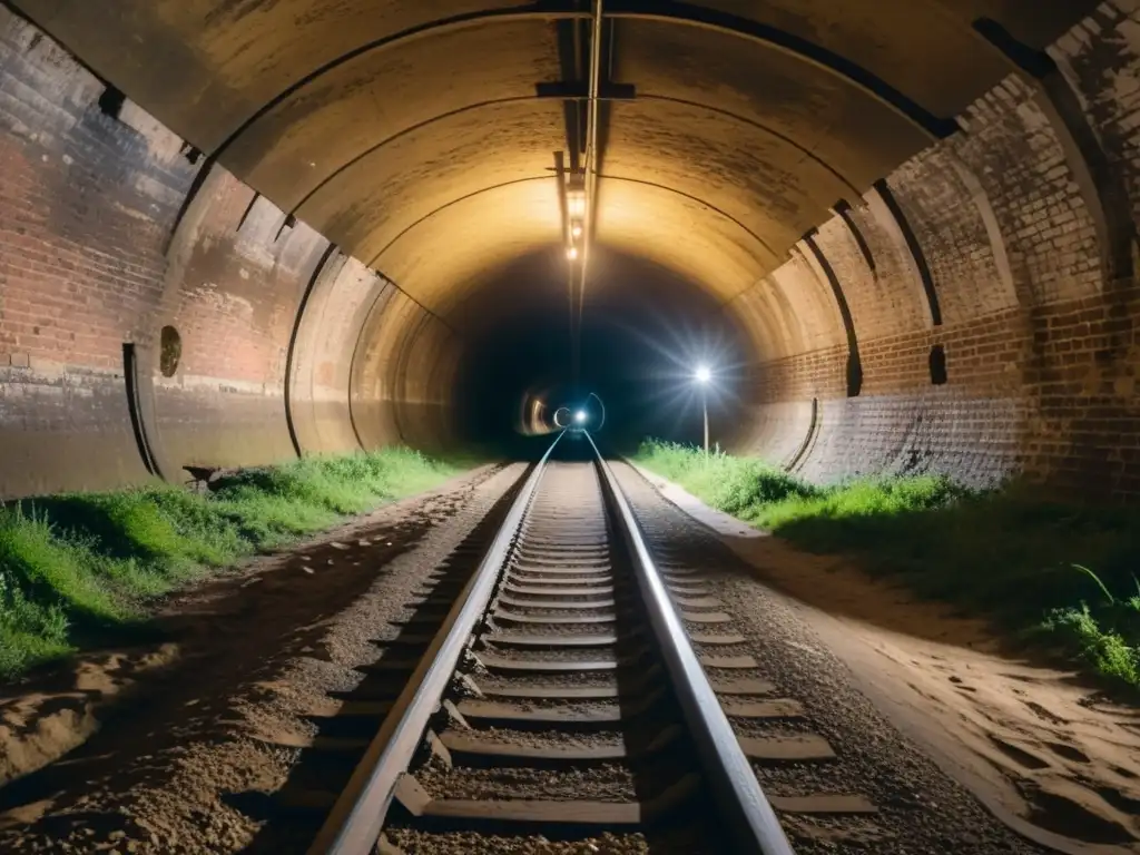 Imagen 8k de túneles históricos ferrocarril subterráneo: ambiente solemne evoca valentía y lucha por la libertad