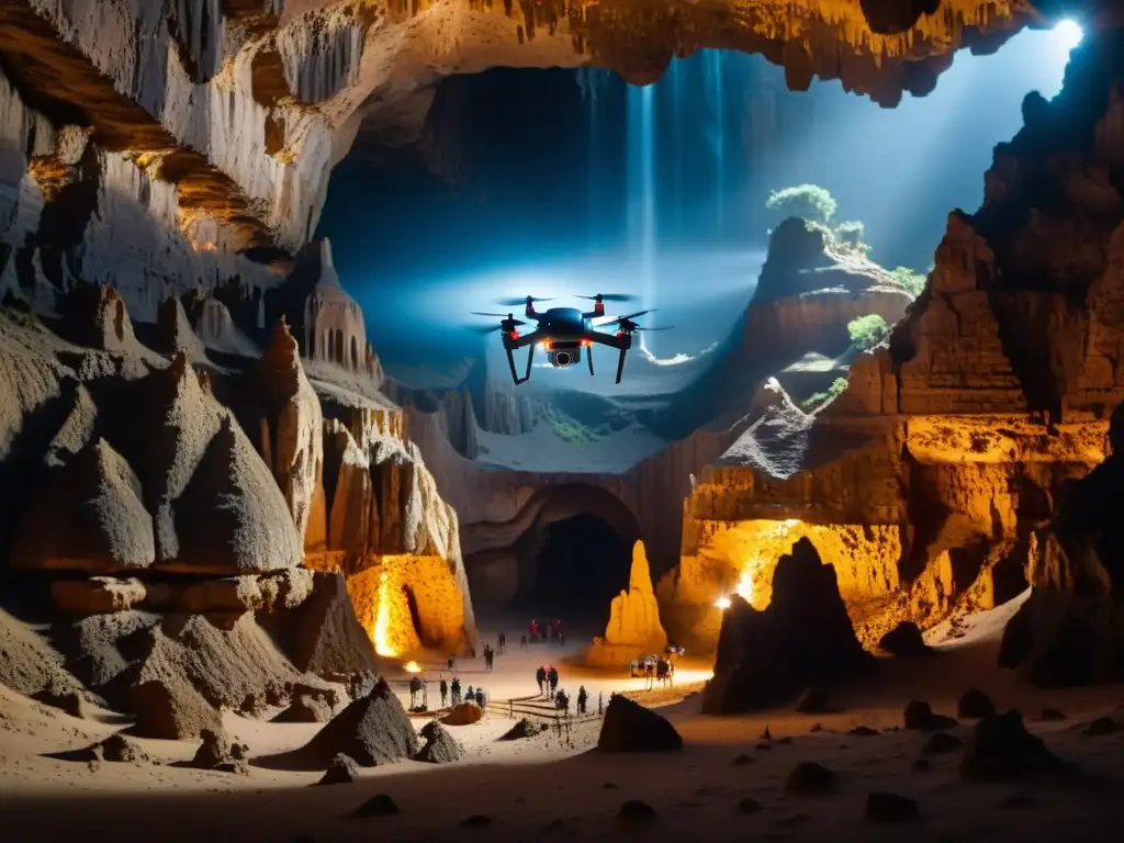 Explora imágenes impresionantes de drones en cavernas y minas, capturando la atmósfera subterránea con detalles ultrarrealistas