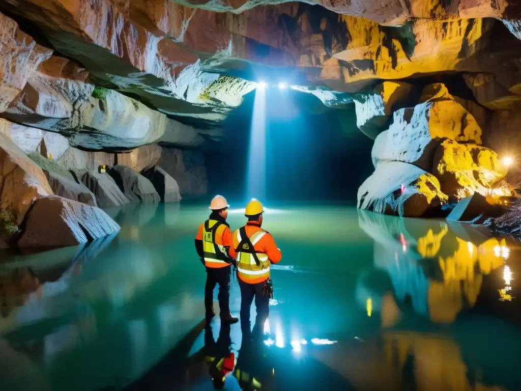 Ingenieros inspeccionan caverna inundada en exploraciones subterráneas