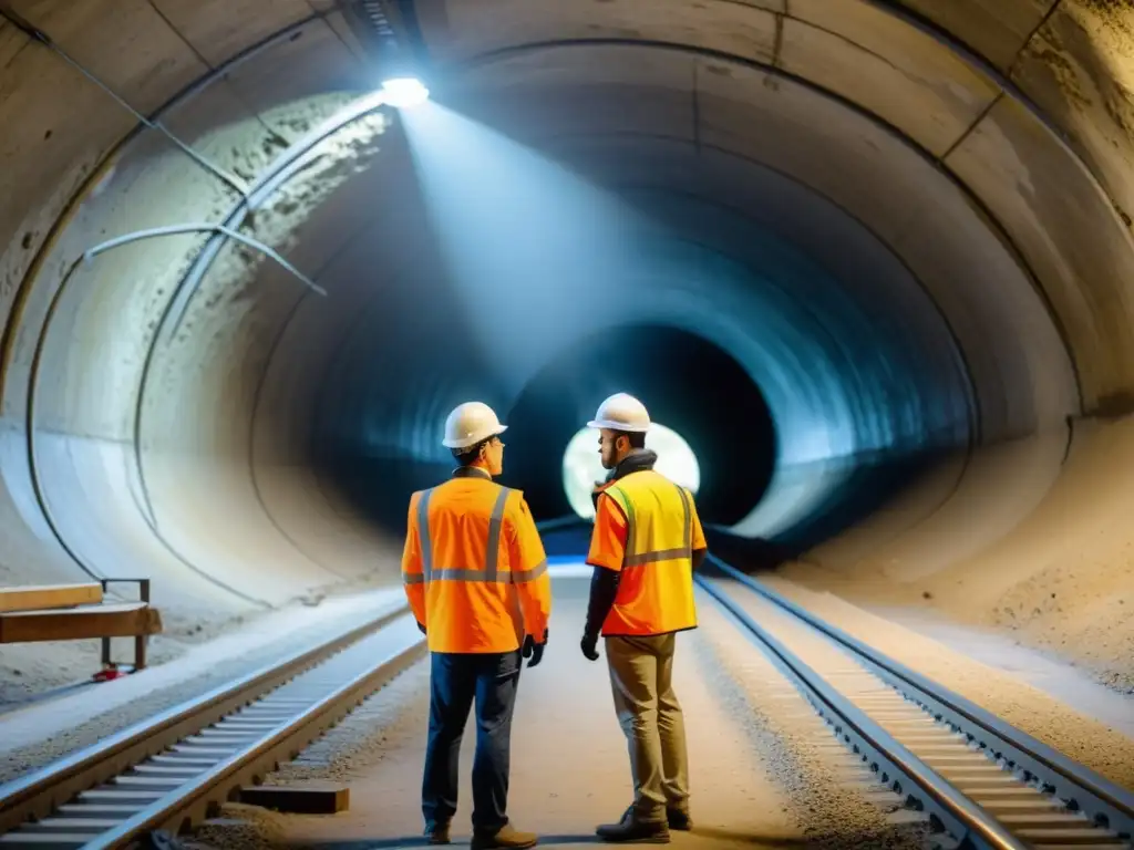 Inversión en proyectos de túneles culturales: Ingenieros modernos restaurando un túnel histórico con tecnología avanzada y respeto por su legado