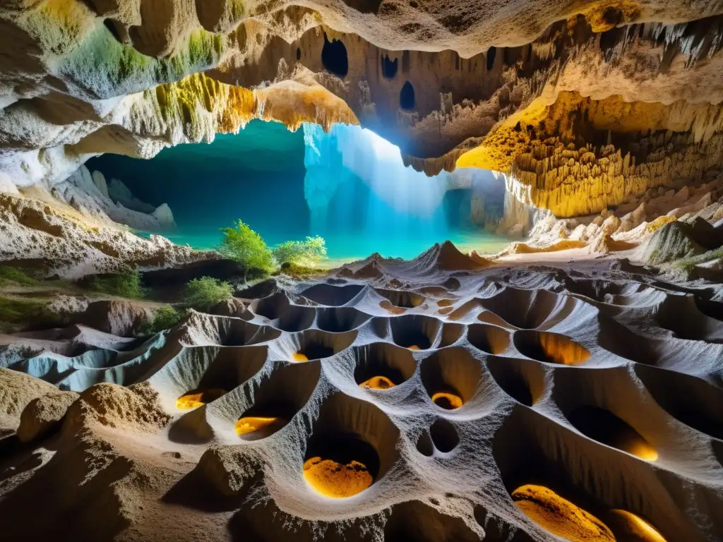 Explora la maravilla de las formaciones de cavernas naturales en esta impresionante imagen de una cueva de piedra caliza con estalactitas y estalagmitas