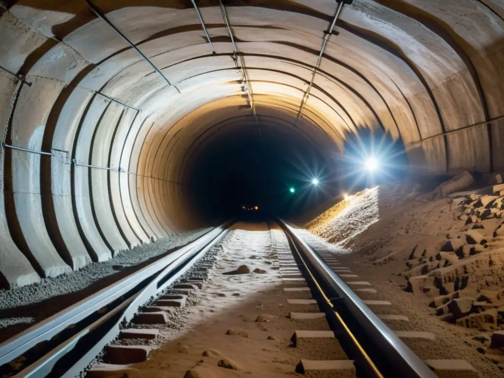 Explora la maravilla subterránea de un antiguo túnel, destacando las formaciones geológicas y la ingeniería arcaica