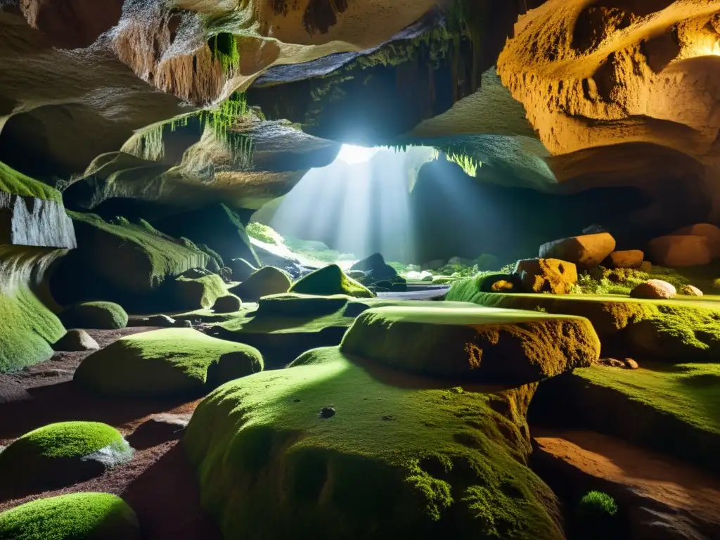 Maravilla subterránea con texturas y colores únicos, capturando la interacción de luz y sombra