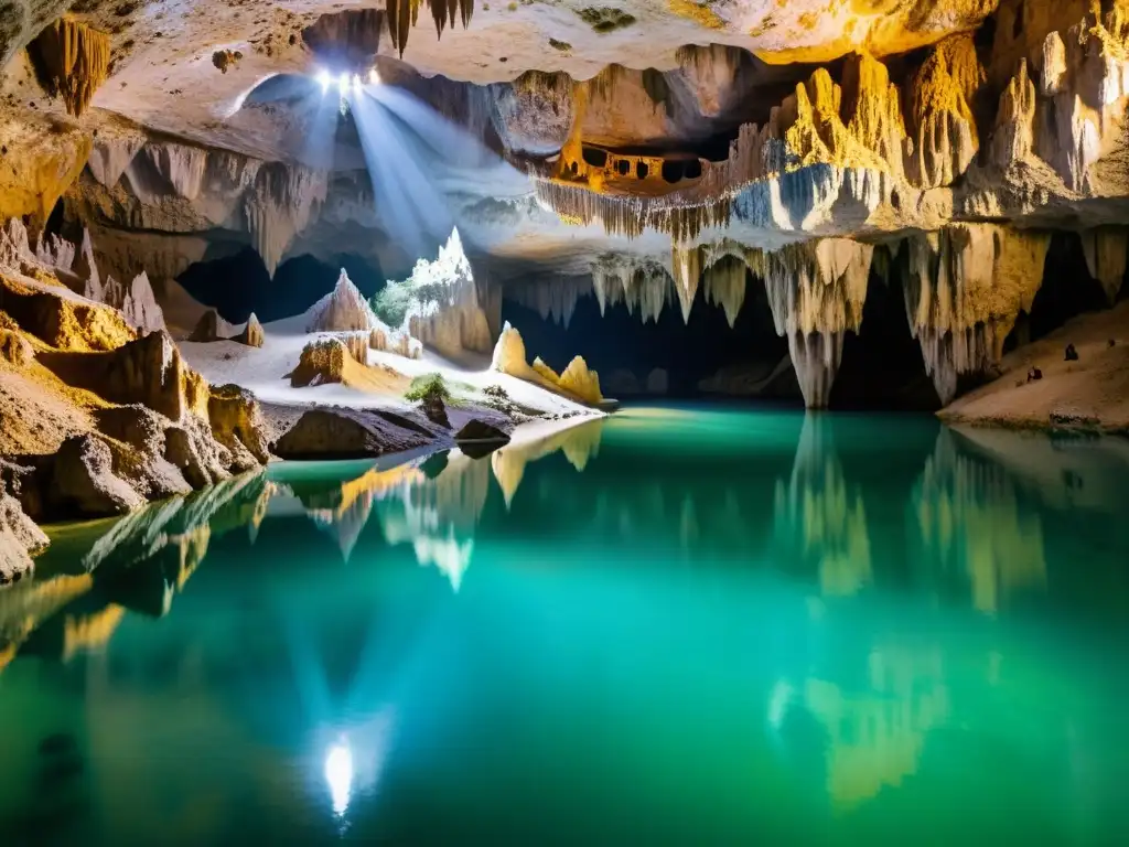 Maravillas subterráneas de las Grutas de Postojna: Cámara subterránea con formaciones de piedra caliza y un río cristalino