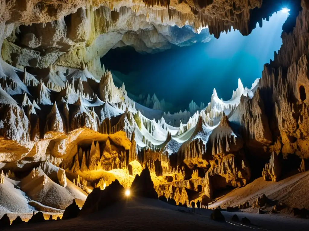 Maravillas subterráneas de las Grutas de Postojna: Intrincadas formaciones de caliza destacan en la interacción de luz y sombra en las cuevas