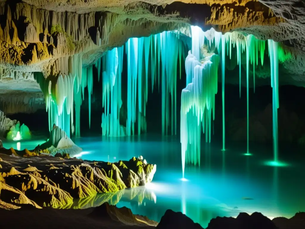 Una maravillosa vista de las formaciones de piedra caliza e inquietantes gusanos bioluminiscentes en las Cuevas de Waitomo