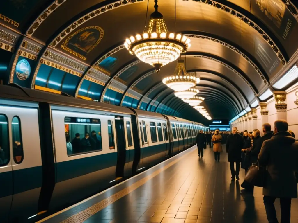 Misterioso y majestuoso: plataforma del metro de Moscú Estación de metro en Moscú con leyendas urbanas metro Moscú, mosaicos y una atmósfera enigmática