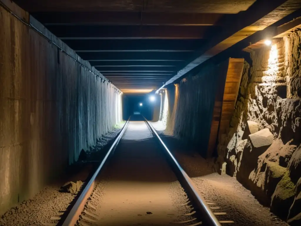 Explora los misterios de los túneles del Ferrocarril Subterráneo con sus antiguos raíles y paredes de misterio en la penumbra