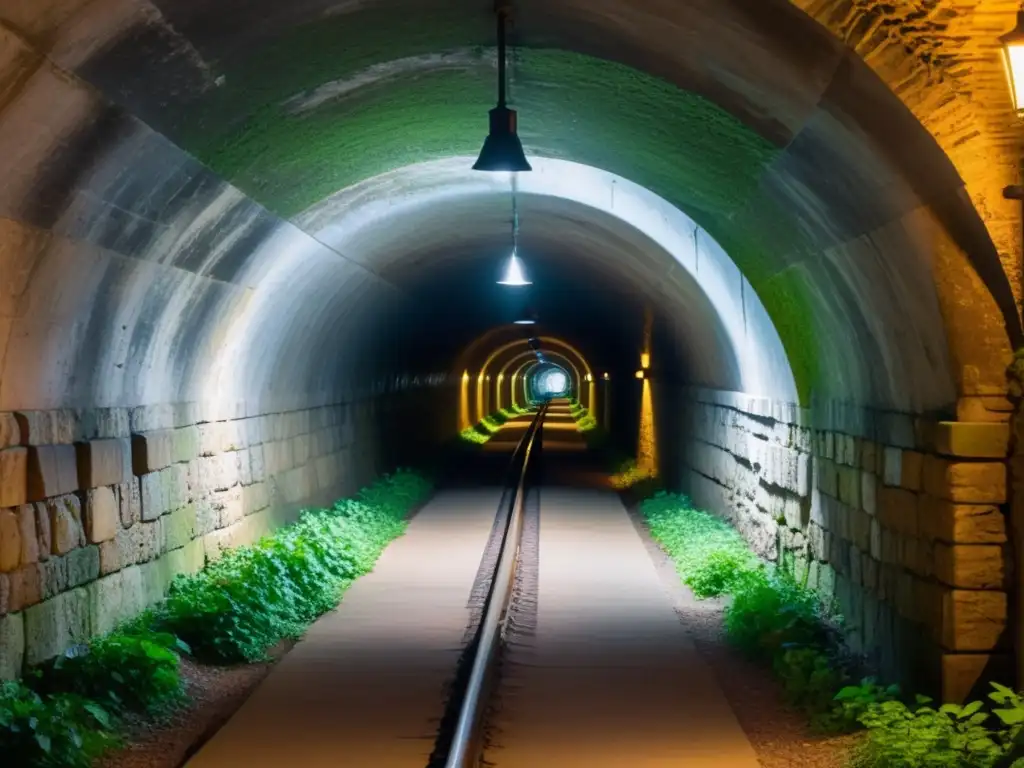 Explora la misteriosa arquitectura de un túnel histórico, iluminado sutilmente