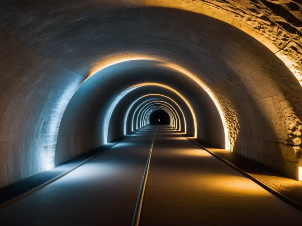 Explora la misteriosa belleza de un túnel subterráneo iluminado con tecnología LED