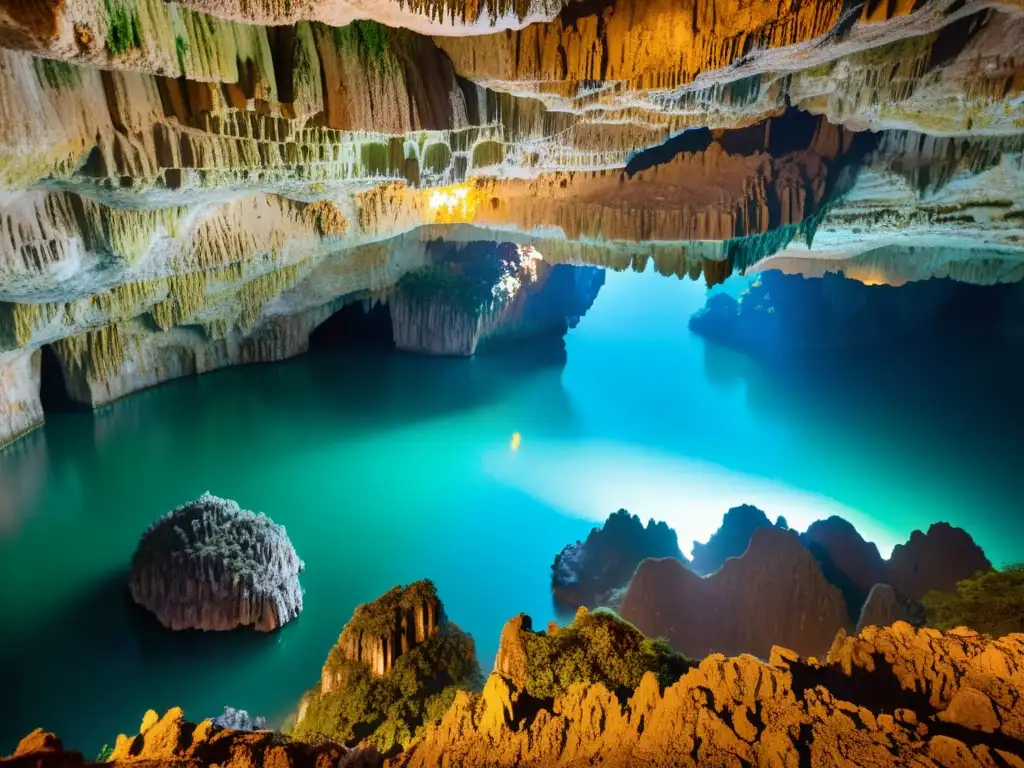 Explora la mística Caverna del Dragón de Ha Long en Vietnam, con sus formaciones de piedra caliza iluminadas por la suave luz natural