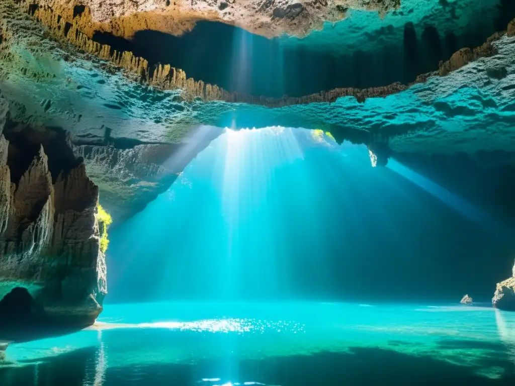 Explora la mística cueva subterránea de Melissani con aguas turquesas y formaciones rocosas, creando un ambiente encantador