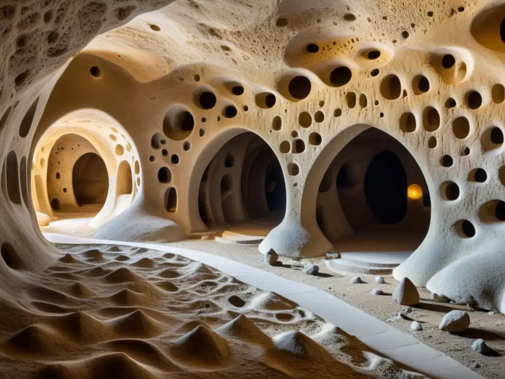 Modelo detallado de túneles históricos decorativos en Cappadocia, Turquía, capturando su belleza arquitectónica e histórica en roca volcánica