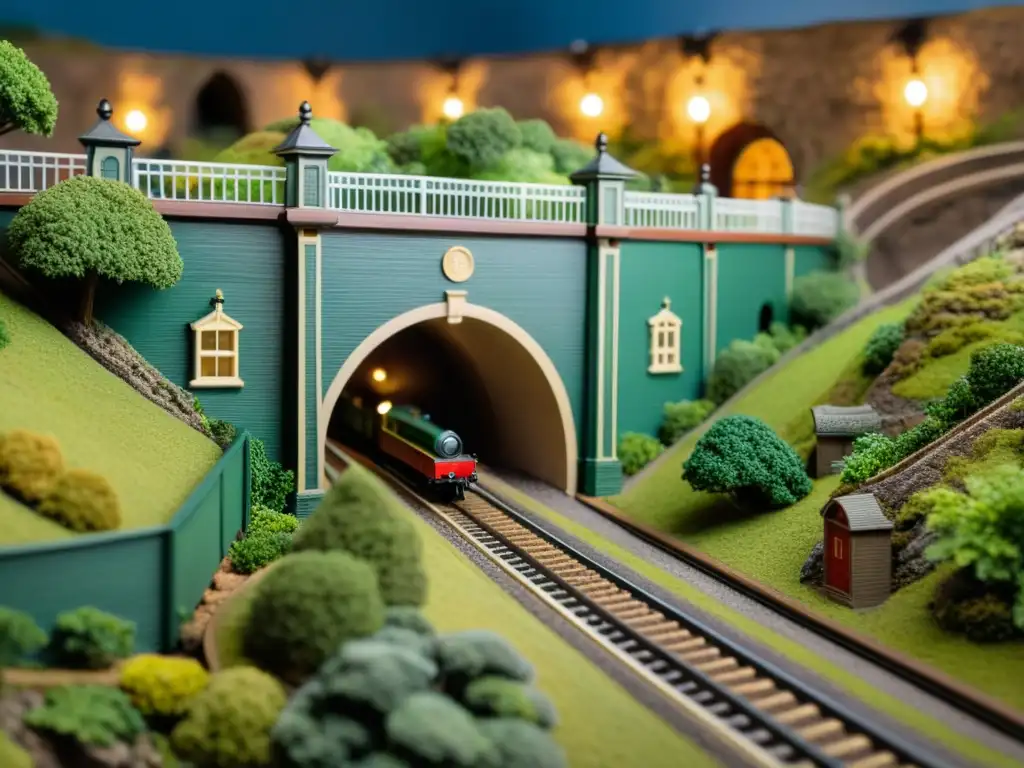 Exhibición de modelos subterráneos educativos con trenes en miniatura, túneles y escenarios detallados, recreando un mundo subterráneo cautivador