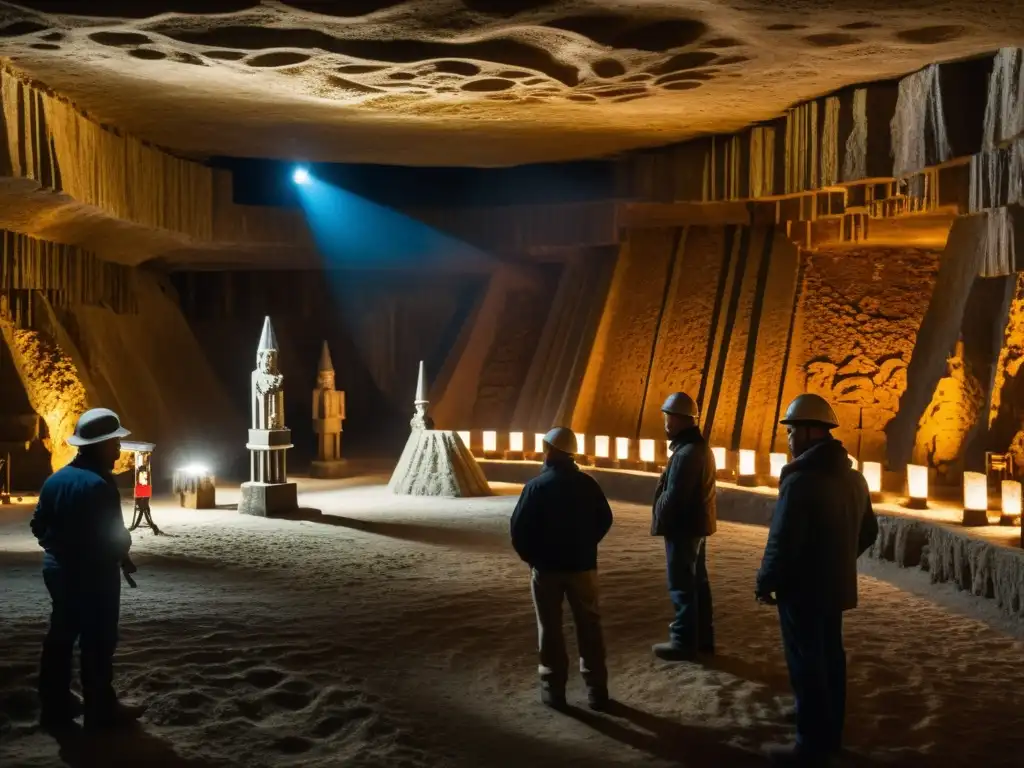 Explora la profundidad de las Minas de Sal de Wieliczka con sus esculturas y la atmósfera única de la cámara subterránea