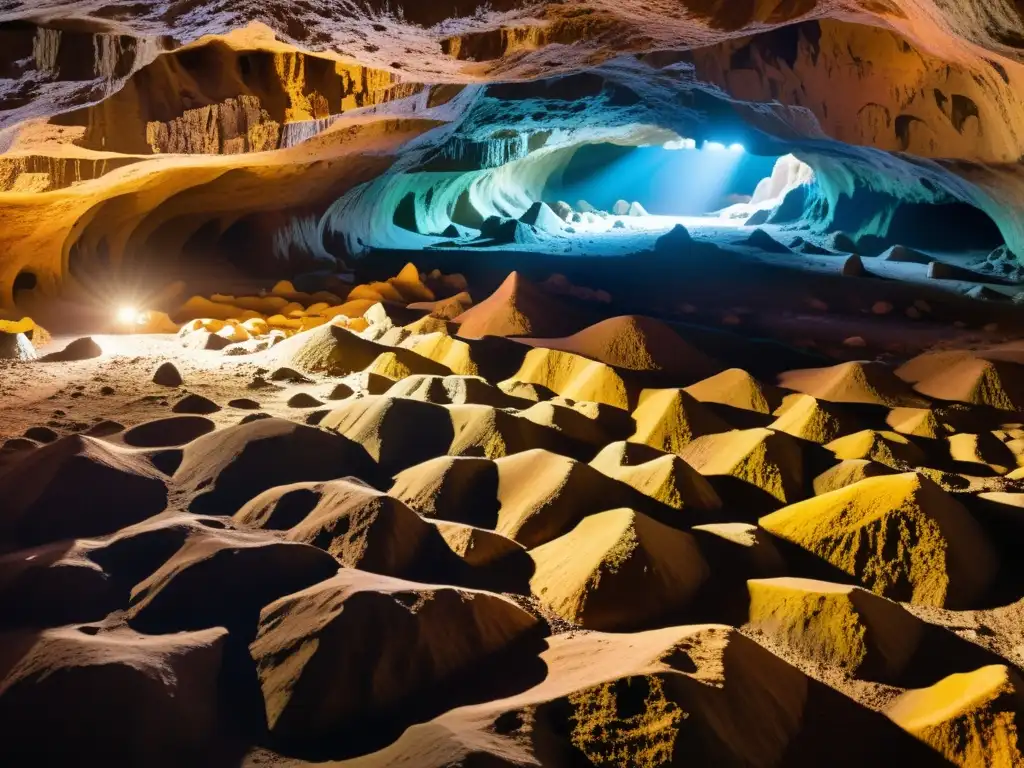 Red de cuevas subterráneas iluminadas por la suave luz, una maravilla natural que despierta asombro y protección bajo tierra