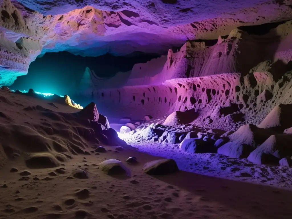 Explorando secretos históricos con luz ultravioleta en misteriosa cueva subterránea