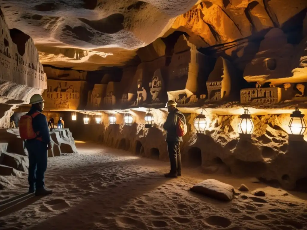 Explorando las señales subterráneas en las minas de sal, entre carvings iluminados por linternas, los mineros desvelan misterios ancestrales