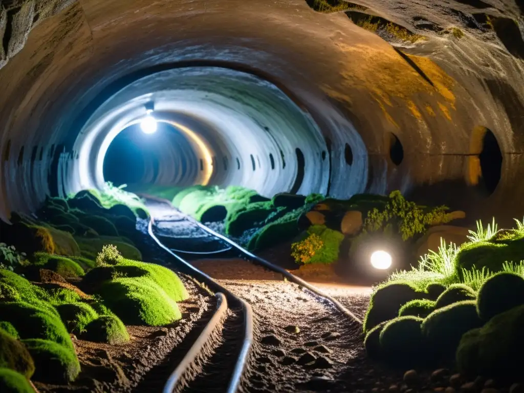 Un ser subterráneo con ojos brillantes se oculta en un túnel húmedo y oscuro