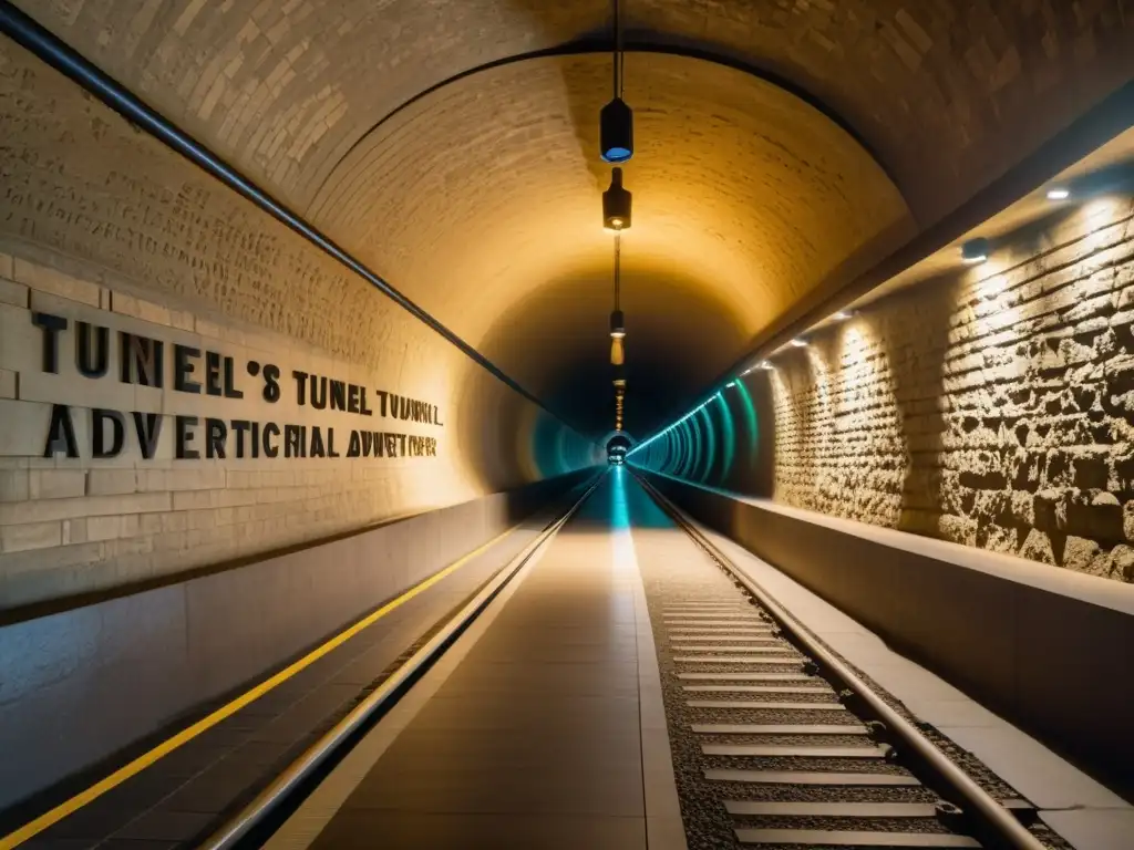 Exploración subterránea en túnel histórico con impacto de infraestructura turística y colaboración de trabajadores y turistas