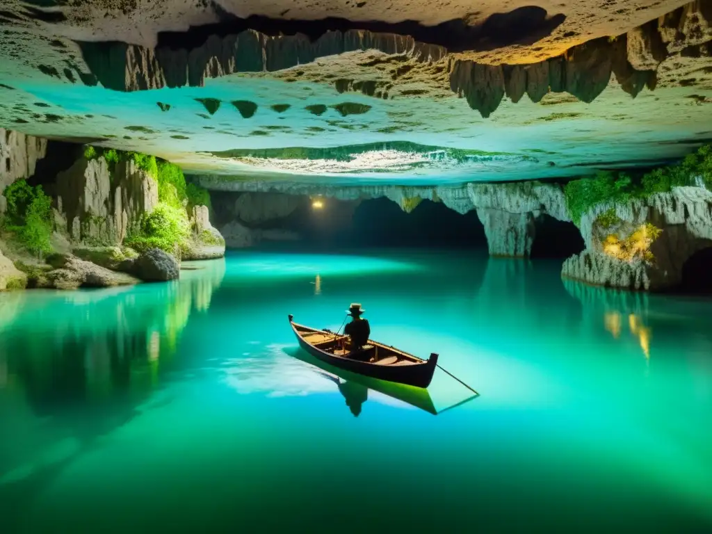 Exploración subterránea en la mágica cueva de Melissani con aguas cristalinas y formaciones rocosas impresionantes