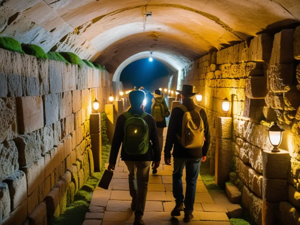 Peregrinación subterránea en Jerusalén: misteriosos túneles iluminados por antorchas, antiguas inscripciones y siluetas de peregrinos entre sombras