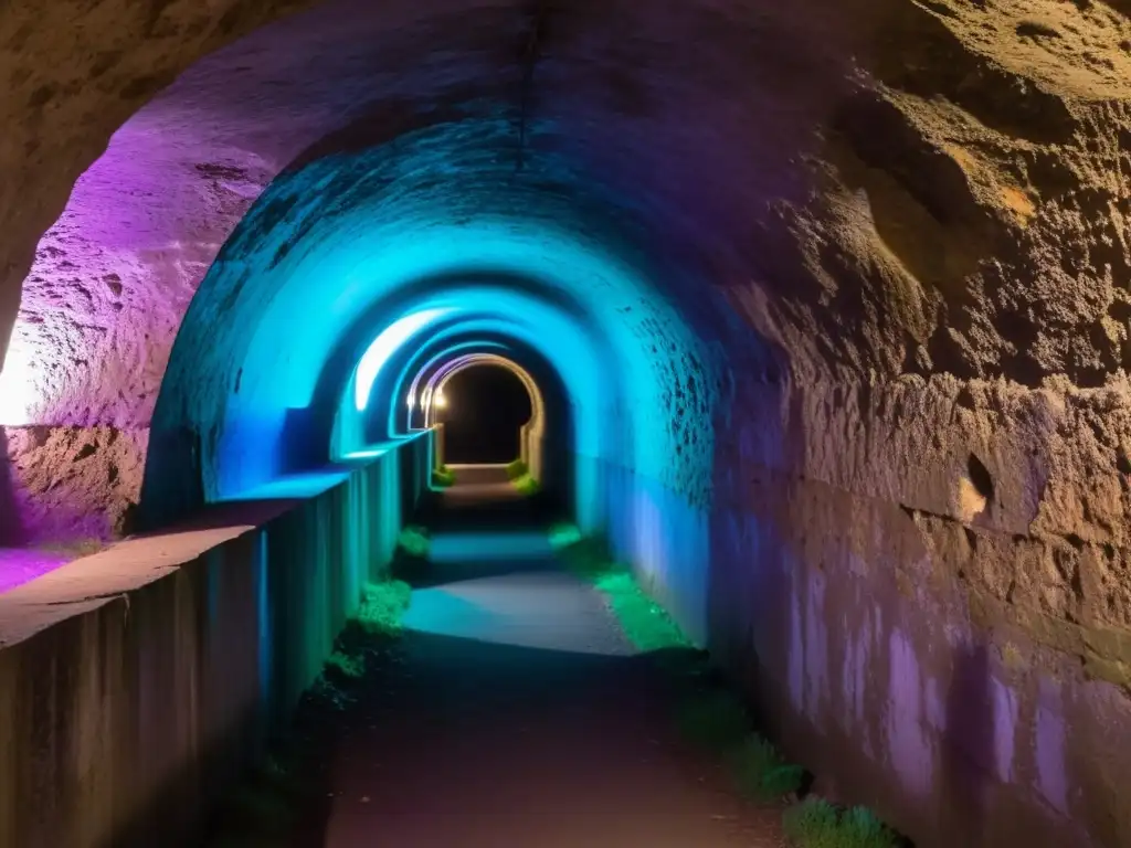 Una fotografía en túneles subterráneos nocturnos