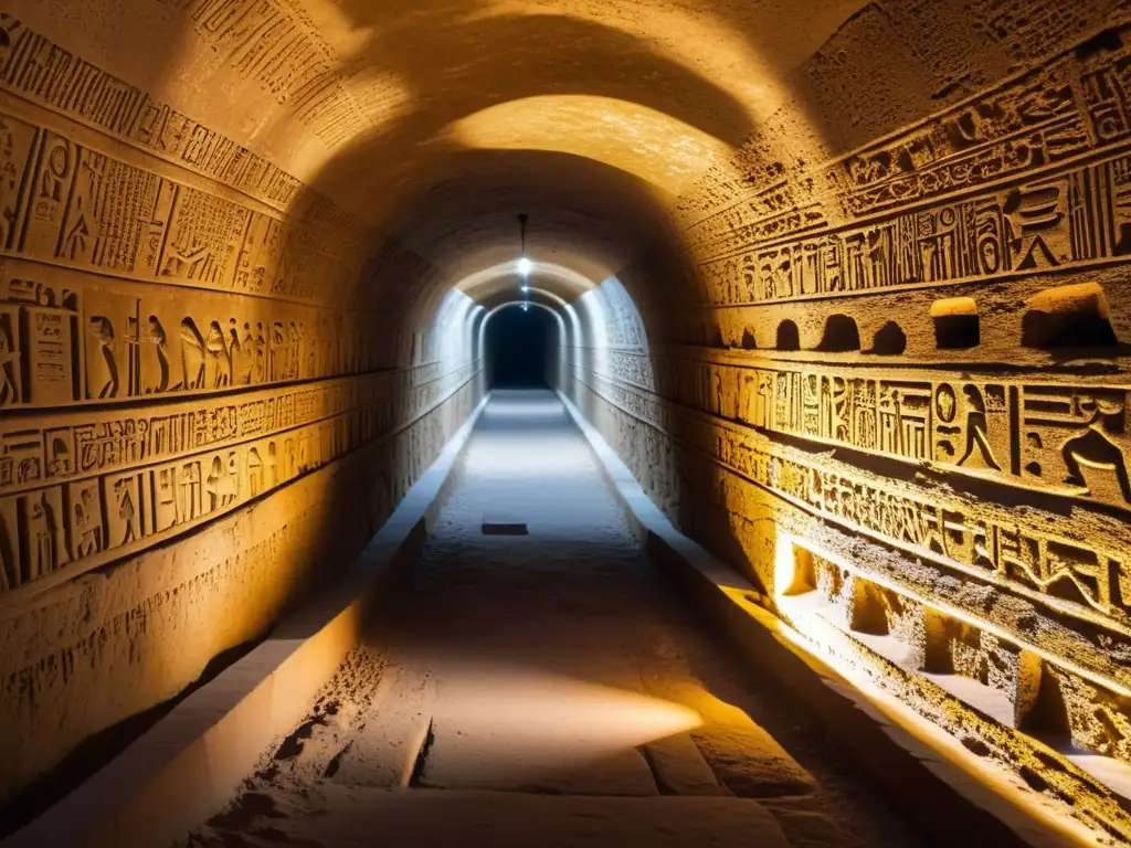 Explora técnicas fotográficas para documentar hallazgos históricos subterráneos en una red de túneles antiguos iluminados por luz cálida