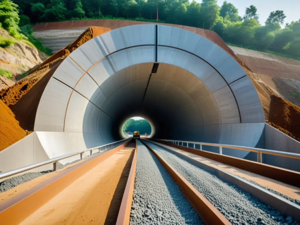 Trabajadores y ingenieros integran materiales reciclados en la construcción de túneles, destacando la sostenibilidad y la innovación