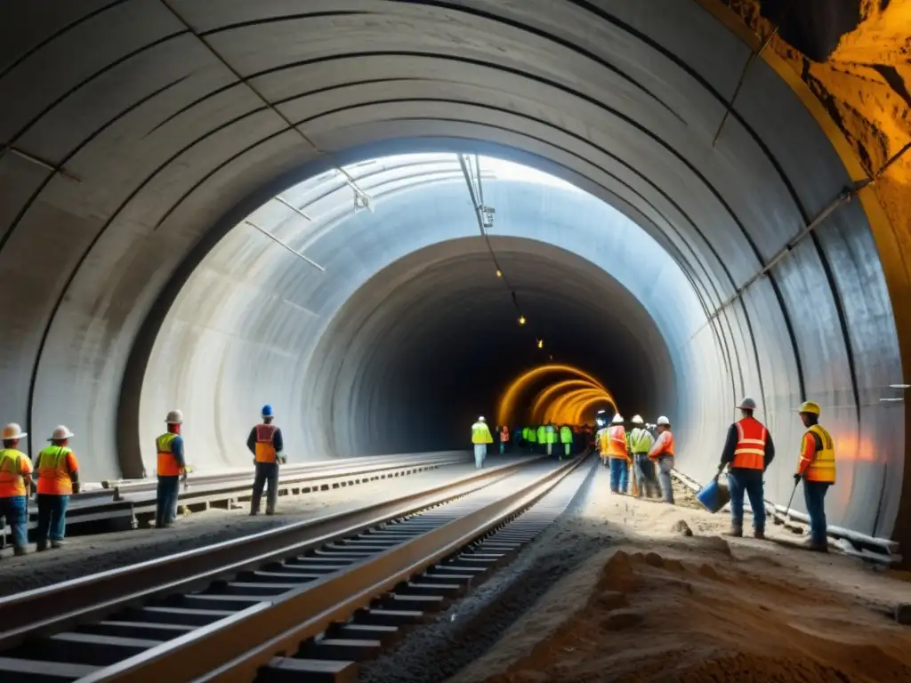 Trabajadores refuerzan túnel histórico con vigas de acero y concreto, preservando su estructura ante terremotos