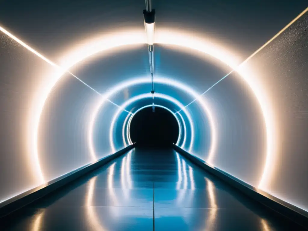 Un túnel curvo y largo iluminado por luces LED energéticamente eficientes