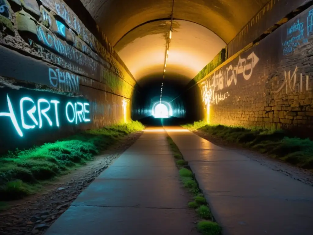 Túnel de la Guerra Civil: muros de piedra, graffiti y luz tenue evocan historias del pasado