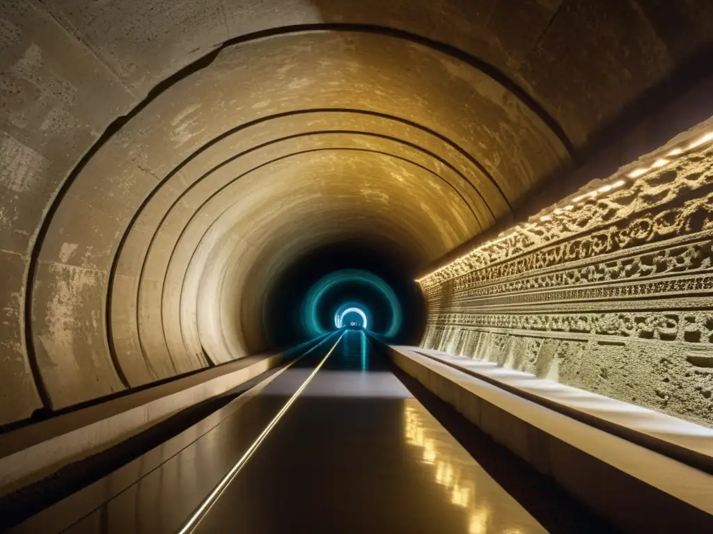 Explorando un túnel histórico con software LIDAR para túneles históricos, resaltando la fusión entre la arquitectura antigua y la tecnología moderna