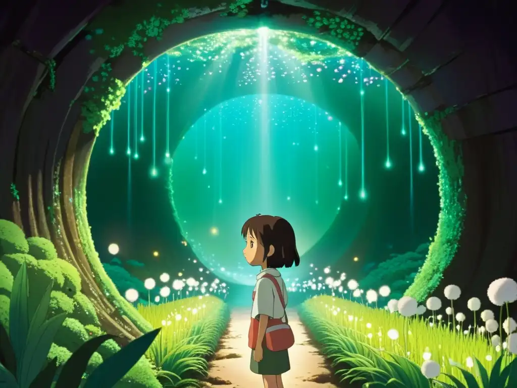 Chihiro y Haku atraviesan un túnel misterioso lleno de espíritus y criaturas