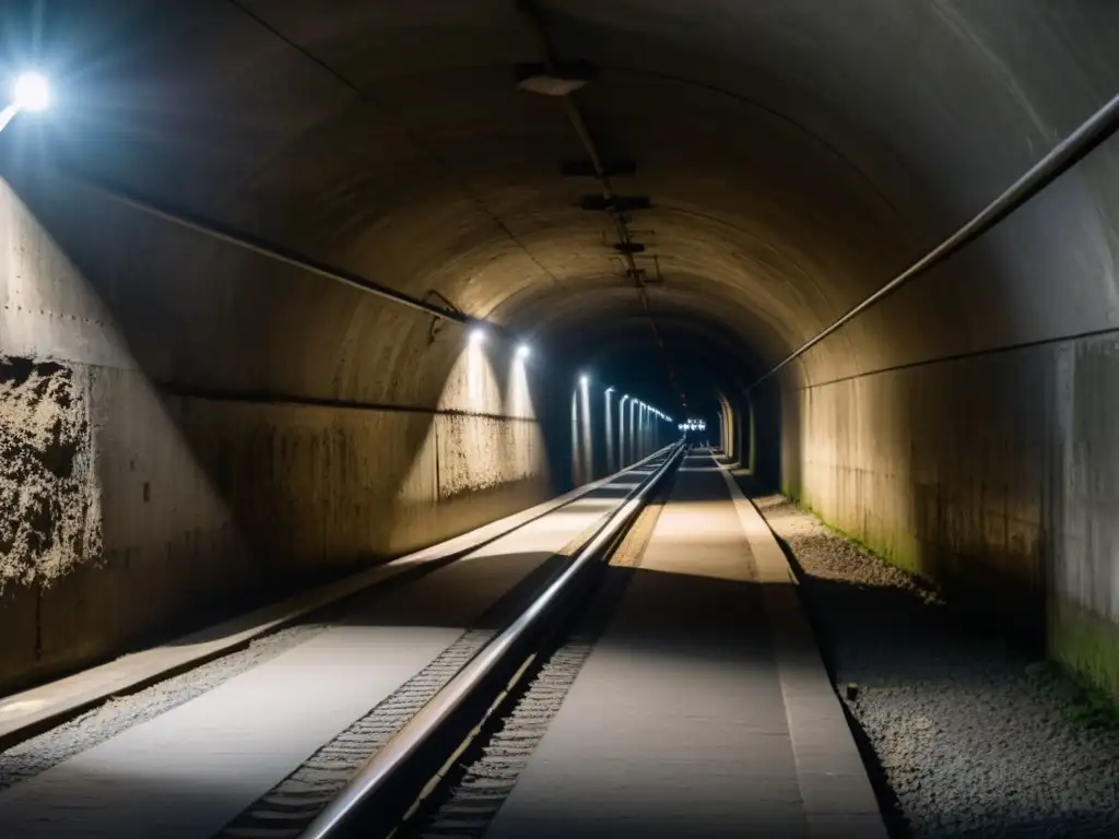 Un túnel subterráneo en Berlín, con luces parpadeantes y paredes de concreto desgastadas