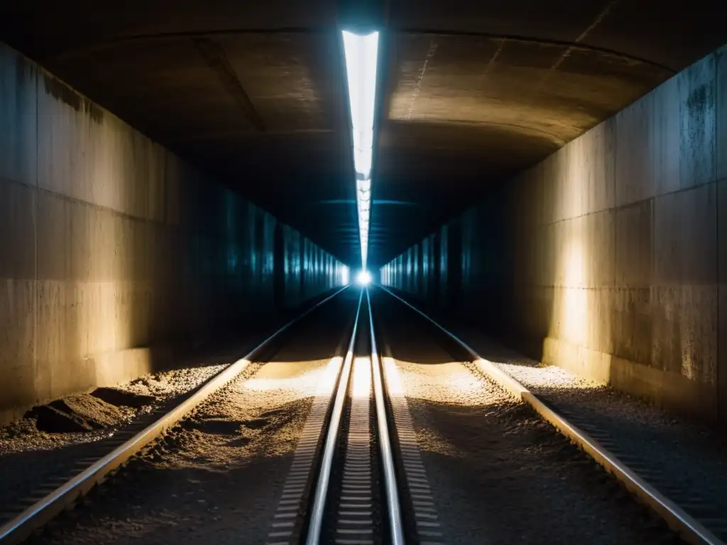 Un túnel subterráneo con luz tenue que crea un impacto emocional en espacios subterráneos