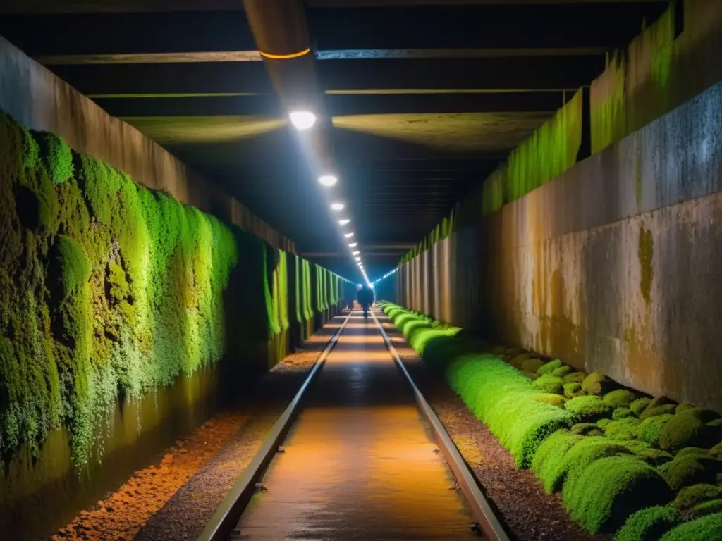 Túneles de la Guerra Guías Especializados: Grupo de turistas escucha atentamente las explicaciones históricas en un túnel subterráneo húmedo y oscuro