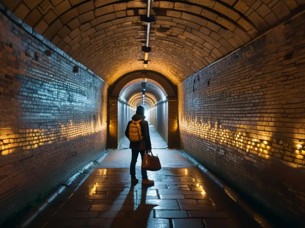 Explorando túneles históricos con una cámara en mano, capturando la misteriosa atmósfera subterránea