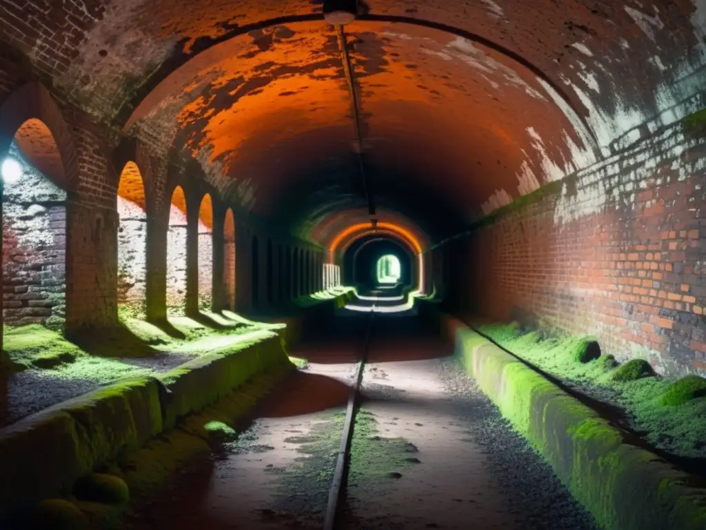 Fotografía infrarroja en túneles históricos: Una misteriosa atmósfera se revela en el túnel subterráneo iluminado por el brillo infrarrojo